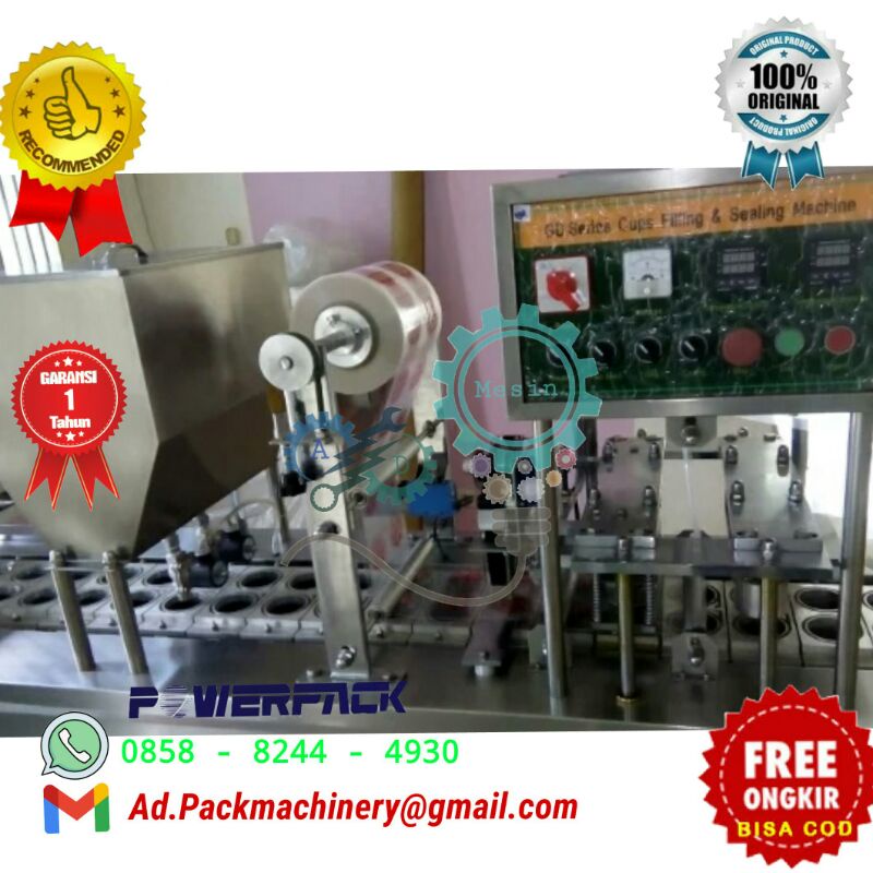 Mesin Filling Cup Sealer 2 Line automatis sistem mekanik