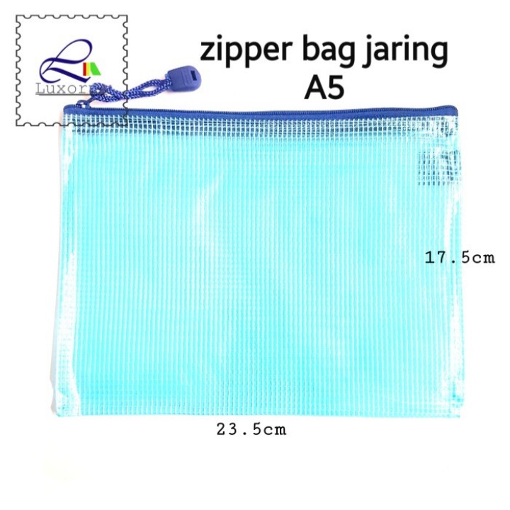 

Map Plastik Jaring Resleting Zipper Bag A5
