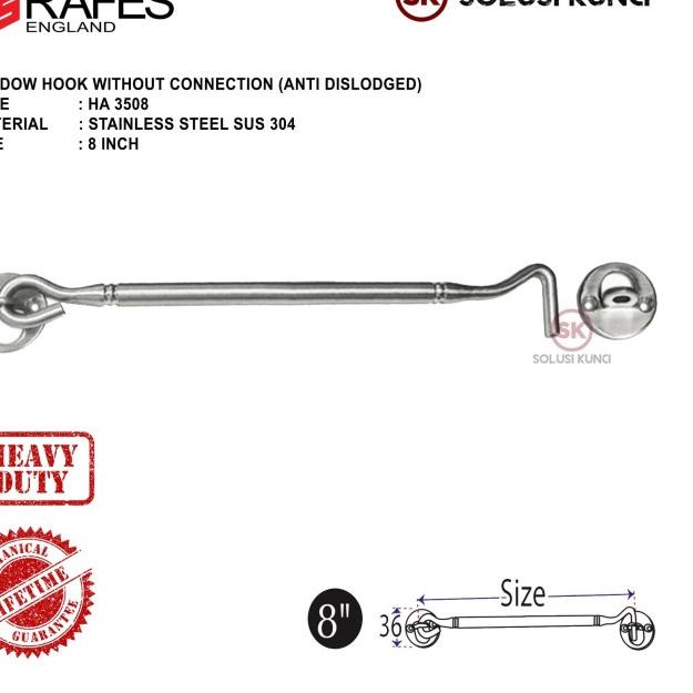 ◄ Hak Angin Stainless Steel SUS 304 RAFES (Anti Patah) ℗