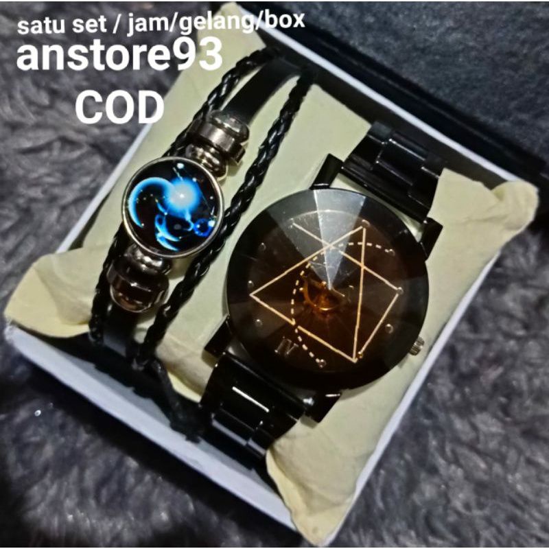 COD Jam tangan casual  pria dan wanita gratis box dan gelang zodiak