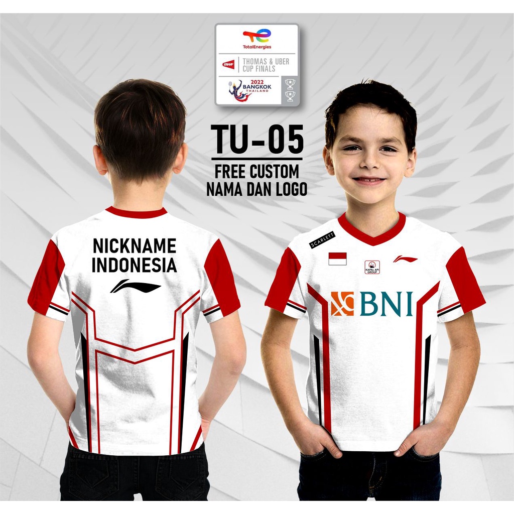 jersey piala thomas uber cup timnas anak jersey badminton timnas thomas uber cup anak kaos bulu tang