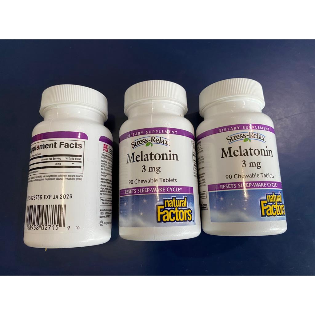 Natural Factors Stress-Relax Melatonin 3 mg 90 Chewable Tablets Atasi Susah Tidur