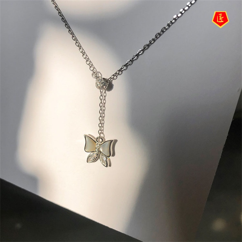 [Ready Stock]2021 New 925 Silver Fritillary Butterfly Necklace Elegant Light Luxury