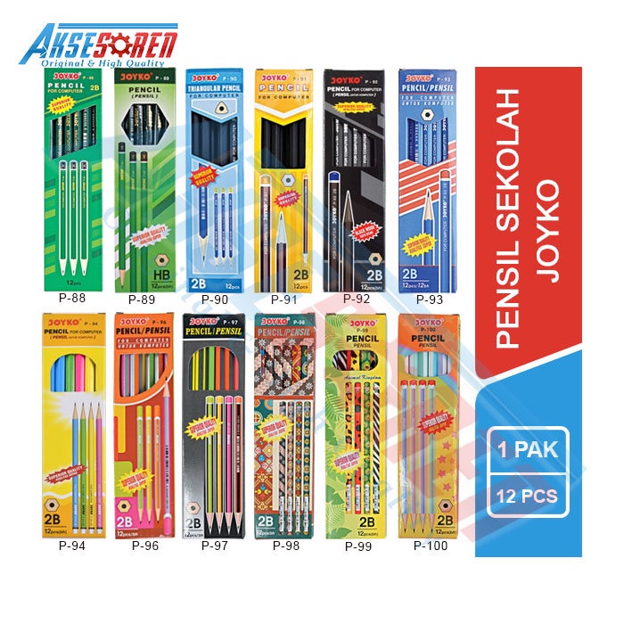 

Pensil 2B Joyko [P-88/12 pcs] / Alat Tulis Ujian Komputer / Pencil Gambar Menulis [1 Pack]