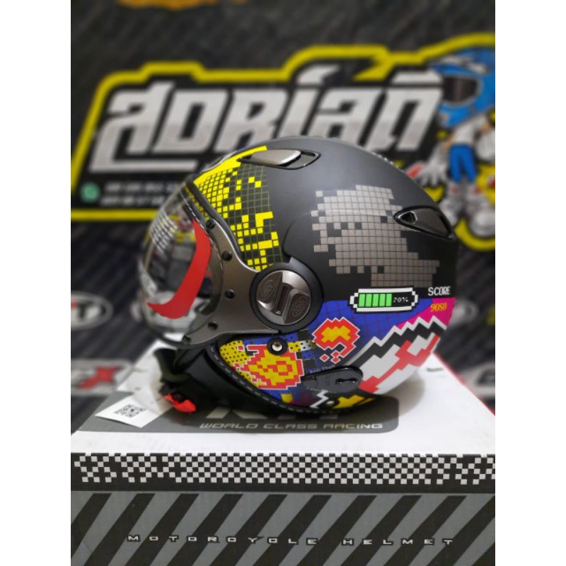 HELM KYT ELSICO MOTIF 7 BLACK MATT YELLOW RED ORIGINAL HELM BOGO HELM VESPA HELM RETRO KYT ELSICO