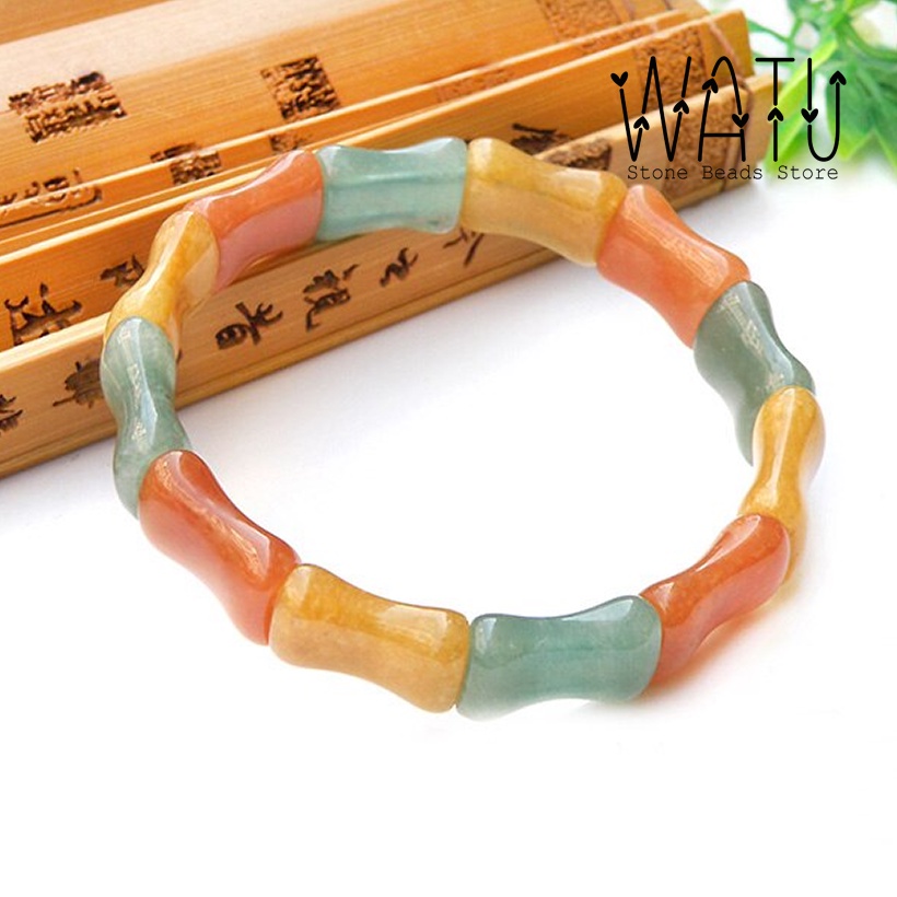 Gelang Tangan Batu Alam Triwarna Giok Model Tulng