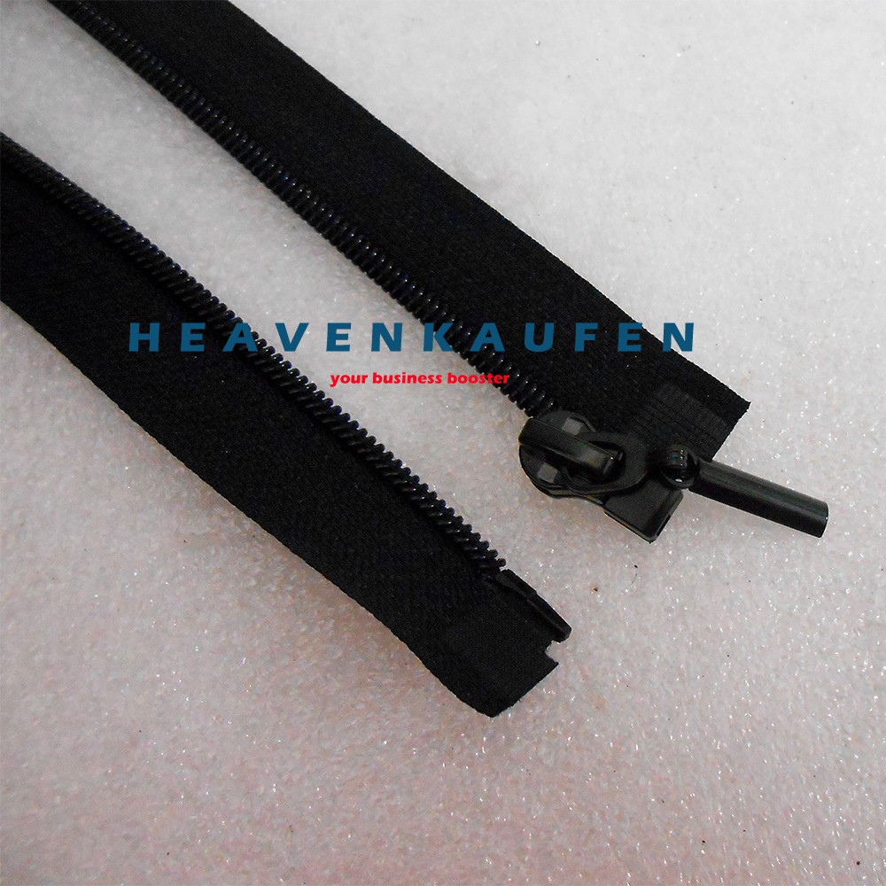 Resleting Zipper Jaket Buka - Lepas 60 cm / 24 inch Hitam Coil B&amp;B Murah