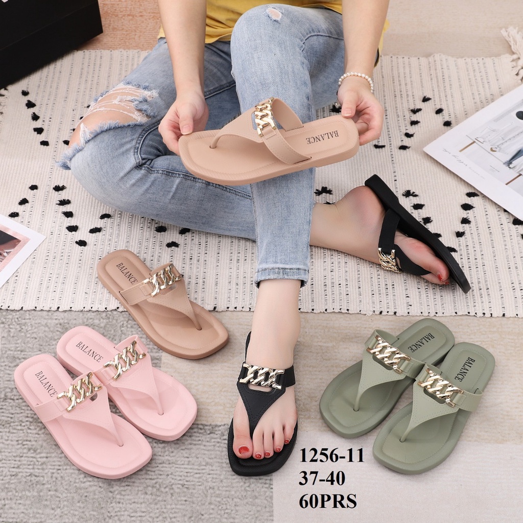 ✨ COD ✔️ BALANCE 1256 11 SANDAL JEPIT WANITA MOTIF RANTAI KUAT NYAMAN AWET SOL KARET TIDAK LICIN