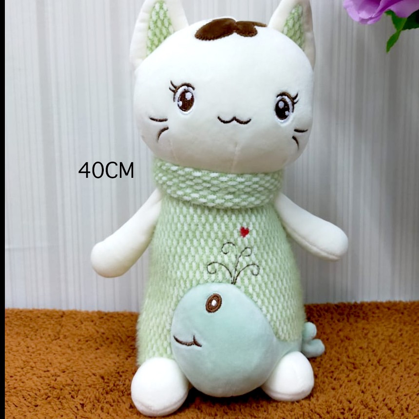 Boneka Floppy cat kucing lucu 40cm import kucing baju lumba-lumba kado baby kids cat kucing cute