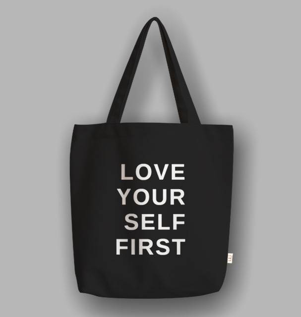 &quot;Messy&quot; Tote Bag Semi Canvas Love Yourself First