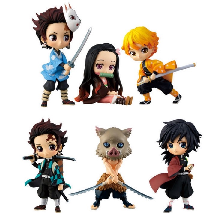 6pcs / set Mainan Action Figure Kimetsu No Yaiba Kamado Tanjirou Agatsuma Zenitsu Demon Slayer Kamado Nezuko