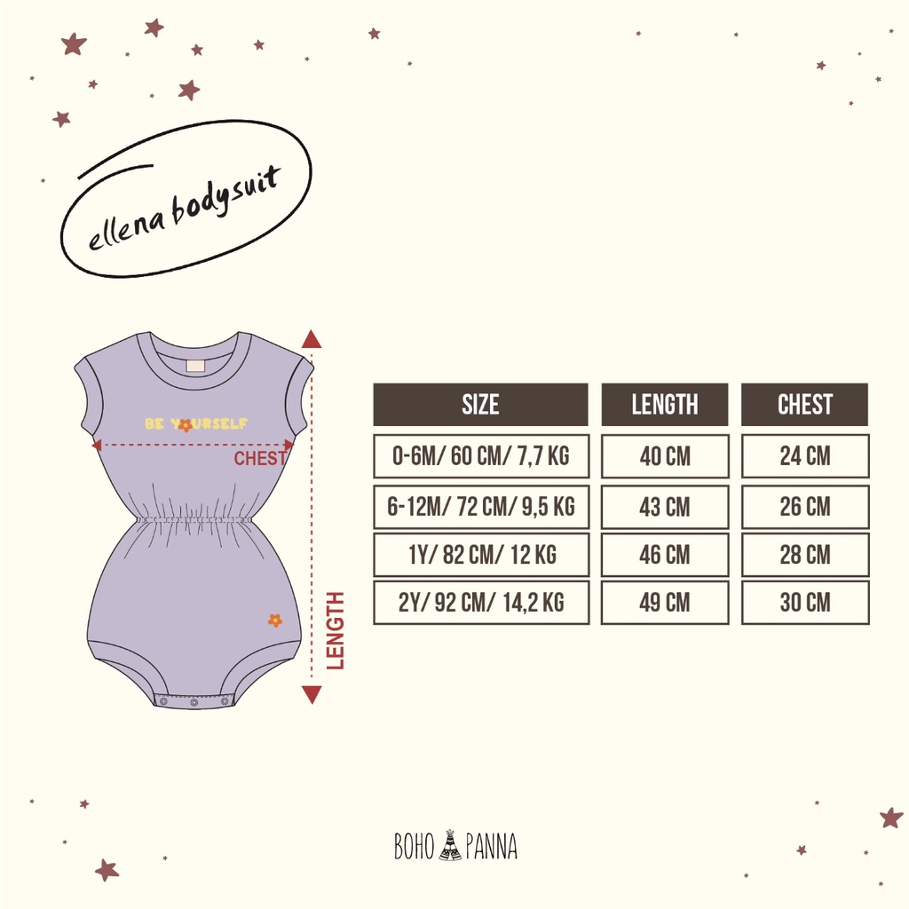 BOHOPANNA ELENA / ELLENA BODYSUIT PAKAIAN ANAK BAJU ANAK JUMPER PENDEK BOHO BABY 0 - 2 TAHUN