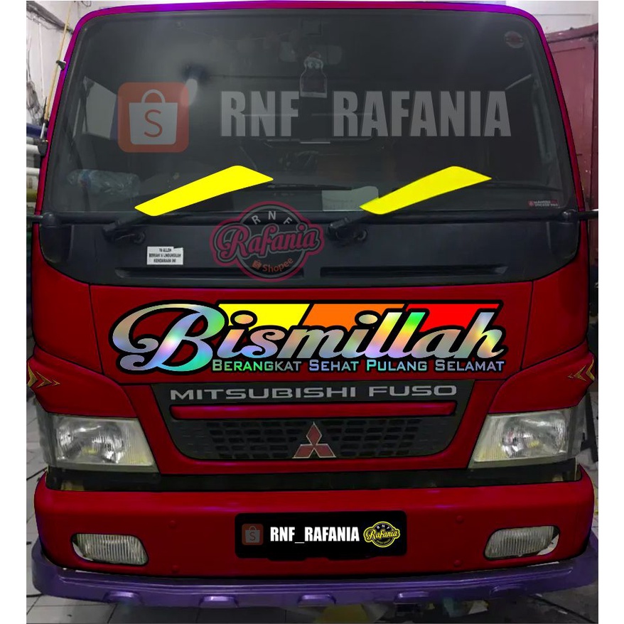 STIKER MOBIL PINTU KABIN TRUK PICK UP BISMILLAH HOLOGRAM  STIKER BISMILLAH BERANGKAT SEHAT PULANG SELAMAT BISA UNTUK PINTU BELAKANG PICK UP KABIN DEPAN PICK UP KABIN TRUK GRANMAX L300 SS TRUK CENTER TRUK HINO