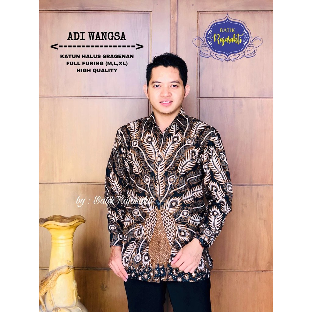 ADI WANGSA Kemeja Batik Pria Lengan Panjang Katun Halus FULL FURING Rajasakti