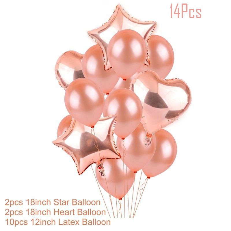 Balon Latex Rose Gold Party Decor Confetti Untuk Pernikahan Hati Bintang Huruf Balon Foil Pesta Ulang Tahun Foil Baloons Baby Shower Acara Anniversary Rose Gold