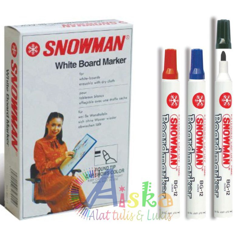 

Spidol papan tulis / Whiteboard Snowman Hitam, Biru, Merah, (Grosir & Eceran)