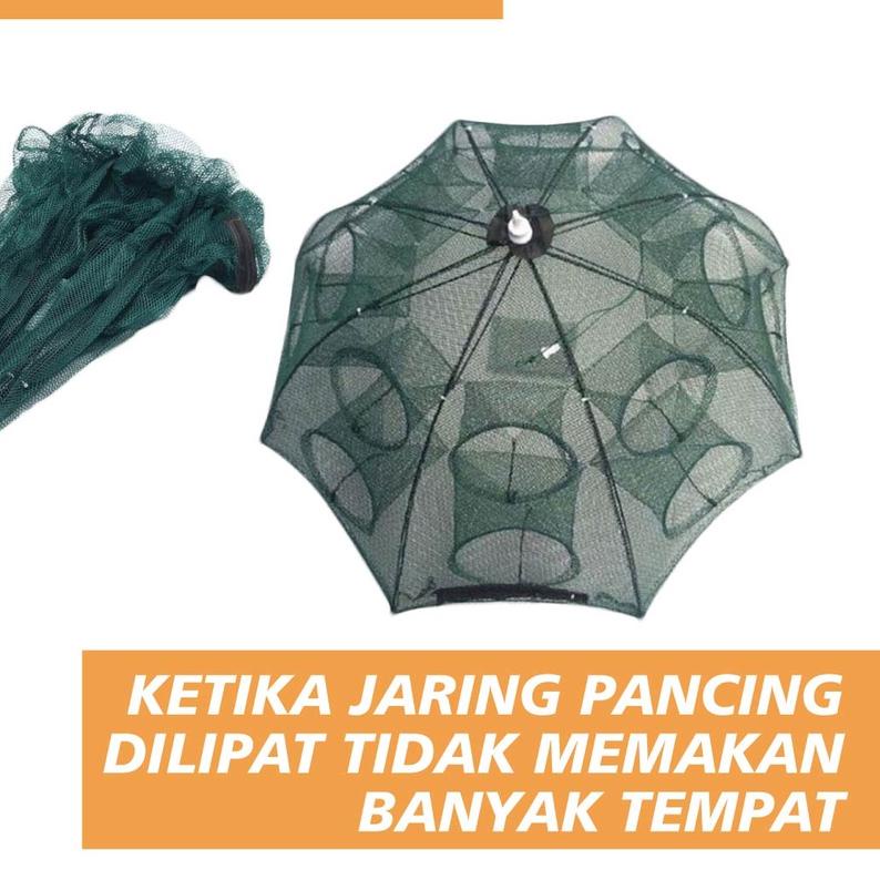֍ SONLINE Payung Bubu Jaring Jebakan Perangkap Udang ikan Kepiting Model Payung 16 Lubang ✾