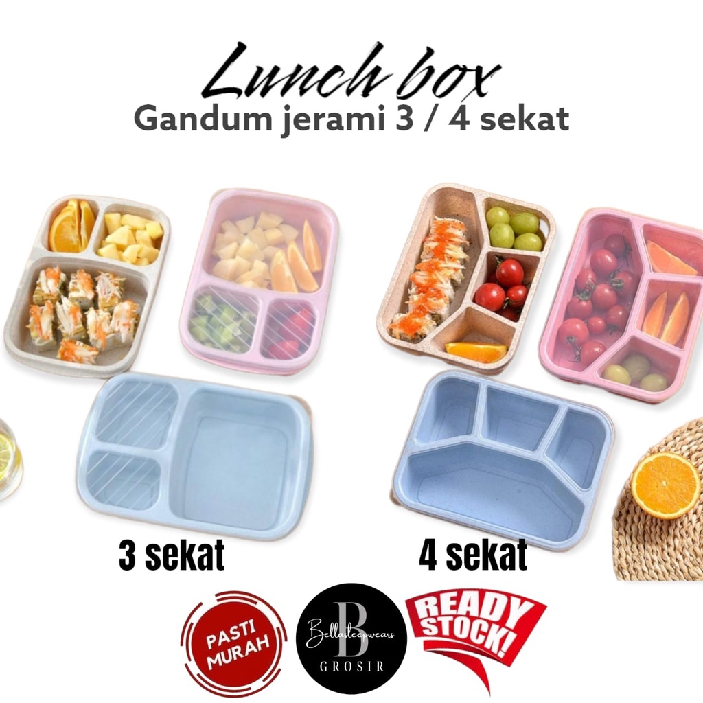 BELLA - KOTAK MAKAN LUNCH BOX BAHAN GANDUM JERAMI 3 / 4 SEKAT