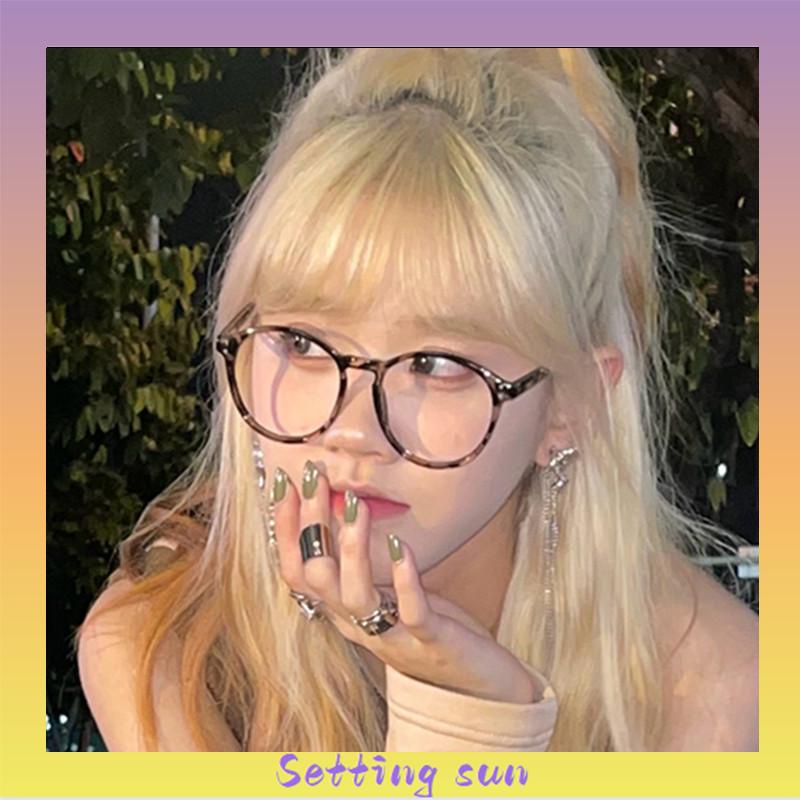 Kacamata Fashion Korea Bingkai Bulat Kacamata Anti Cahaya Biru untuk Wanita Pria Kacamata Tren TN