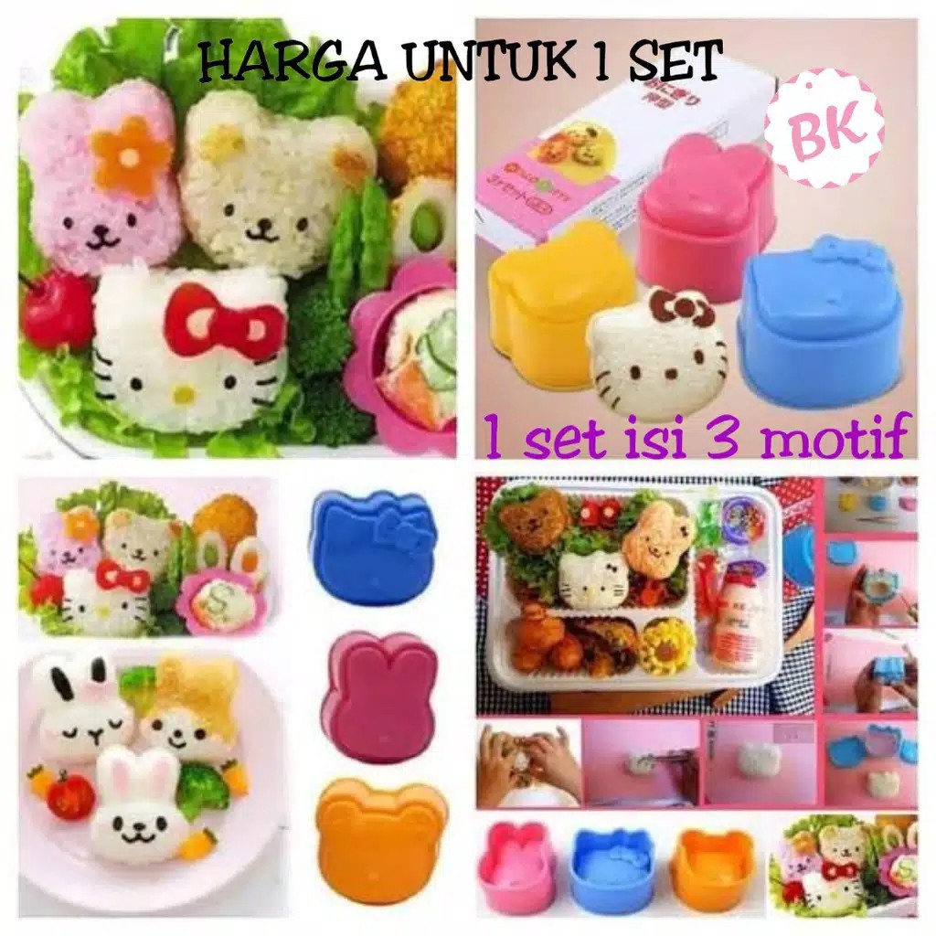 Cetakan Nasi / Rice Mold / Bento 3 in 1 Karakter (1 set isi 3 )