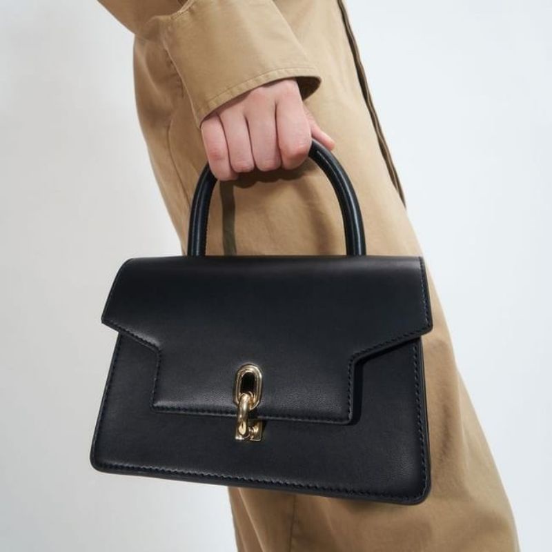 2.2 SALE | CK Leather Metallic Turn-Lock Bag