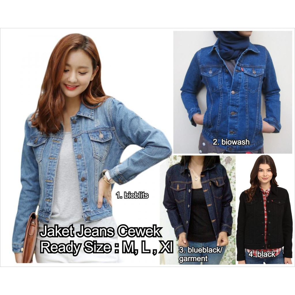  jaket  jeans  cewe cewek wanita  ladies model levis tebal 