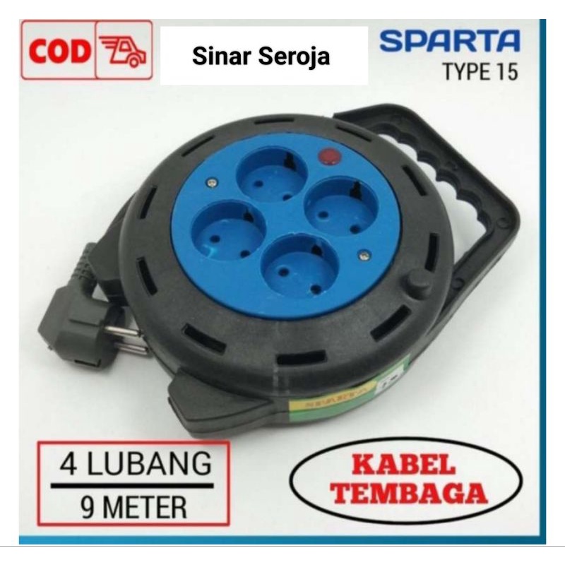 Box Kabel / Roll Kabel 4 Lubang 9 Meter SPARTA Murah