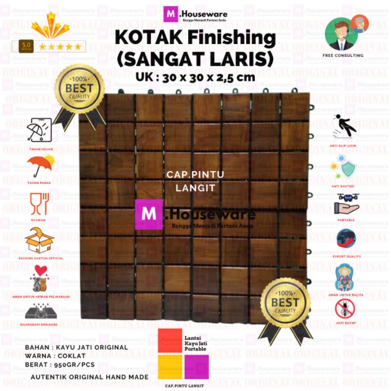 Lantai Kayu Motif Kotak / Decking Tile Kayu Jati UK 30x30cm