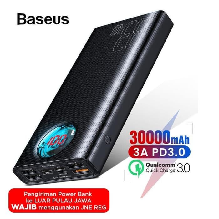Murah BASEUS AMBLIGHT FAST CHARGING POWER BANK 30000MAH 33W PD3.0 QC3.0 Terjamin