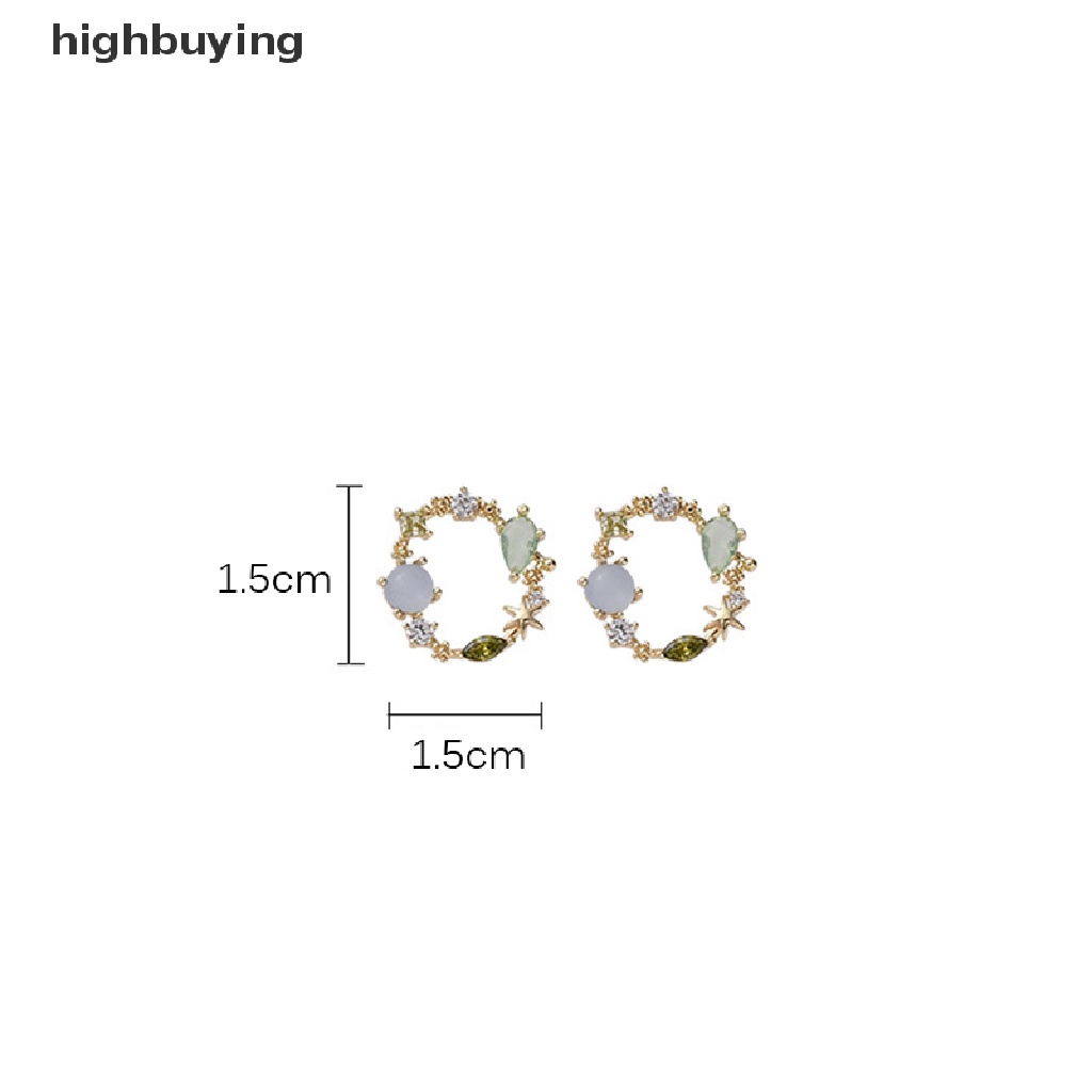 Hbid Anting Tusuk Sterling Silver 925 Desain Lingkaran Kecil Hias Berlian Imitasi Simple Untuk Wanita