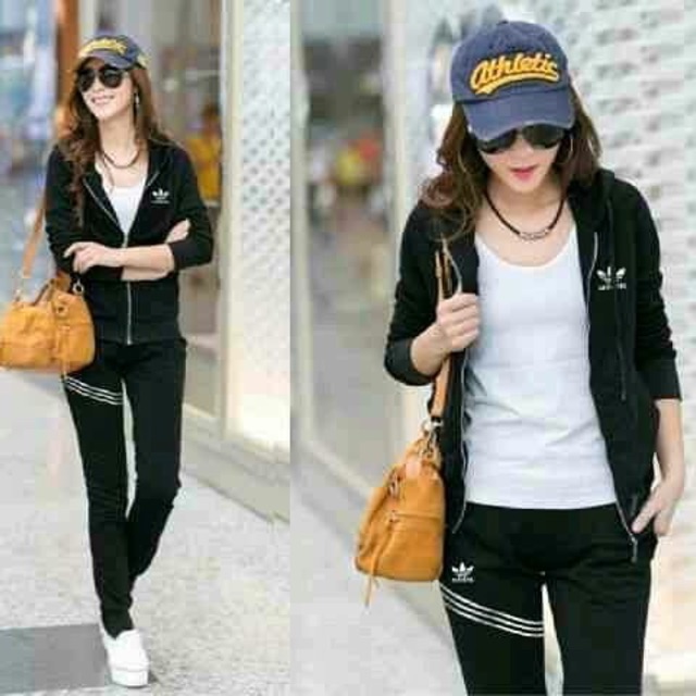 Setelan Jaket Adidas plus Celana Panjang | Kaos | T-Shirt | Pakaian Wanita / Baju Wanita