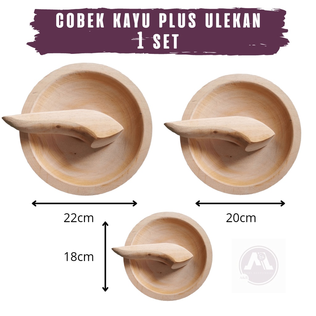 Cobek kayu plus ulekan 1 set