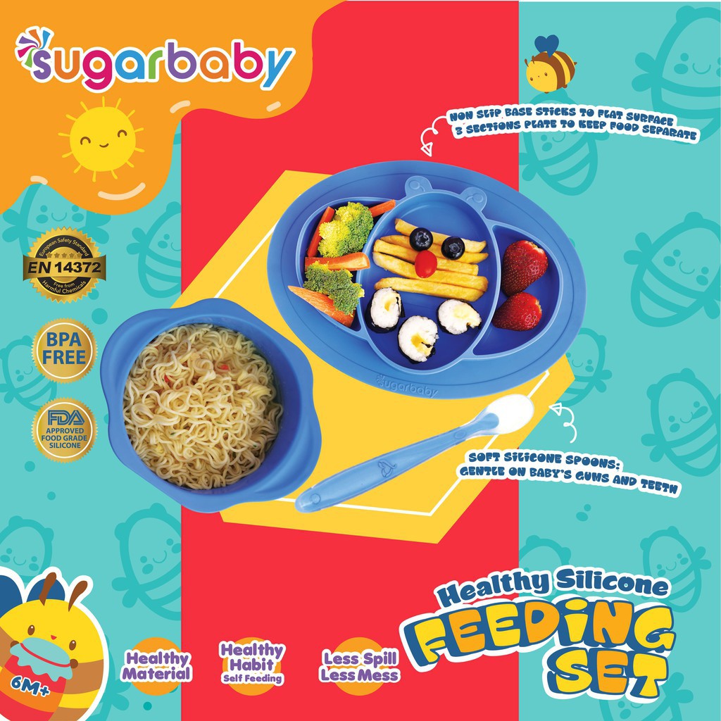 Sugar Baby Healthy Silicone Feeding Set (isi 3)