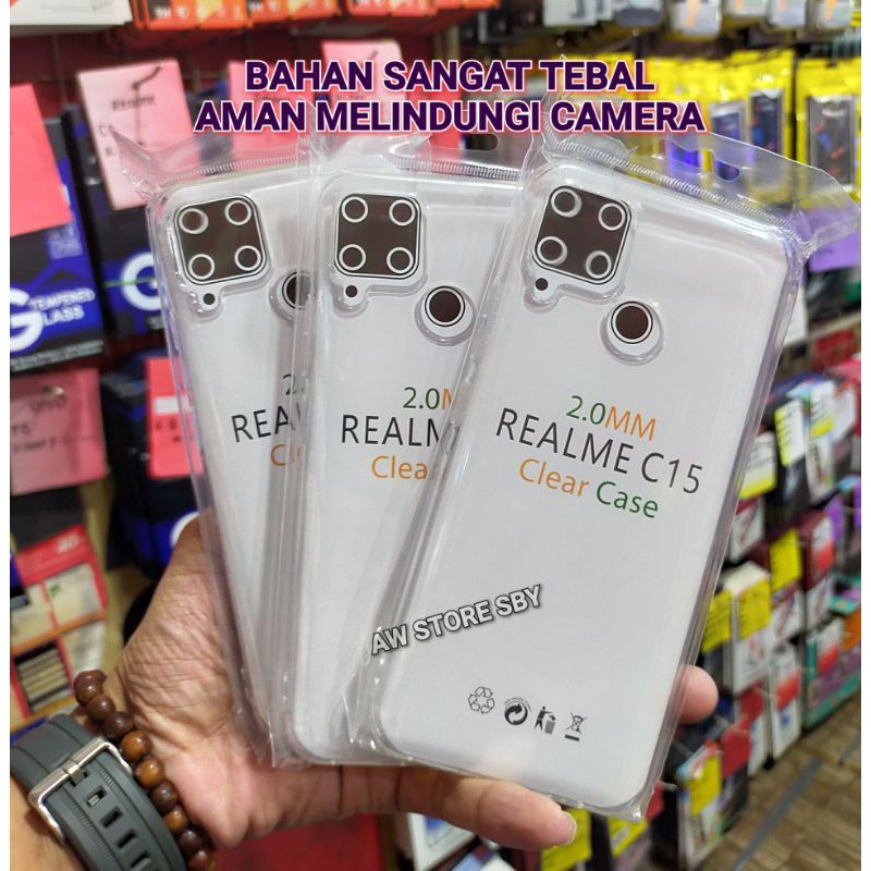 clear case realme c15 tebal 2.0mm transparant