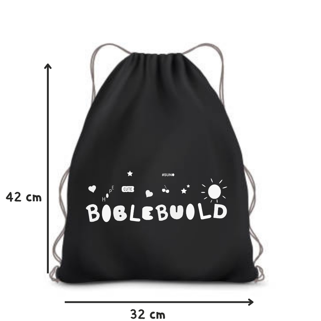 Totebag / Stringbag Ransel Serut Drawstring Tulisan Biblebuild Raikantopeni Thailand Merchandise Actor