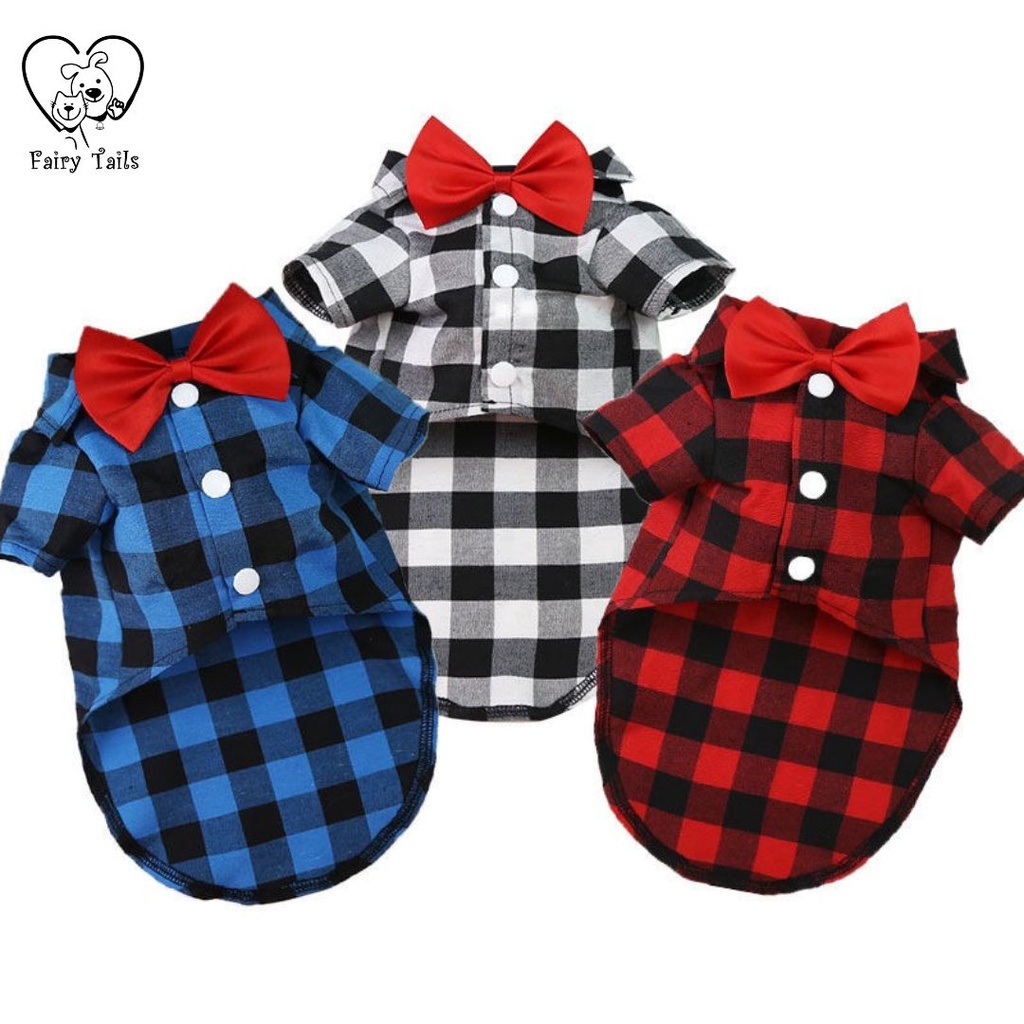 Baju Anjing Kucing | Kostum Kaos Kemeja Dasi Kupu Kupu | Pet Bowtie Tie Shirt Clothes