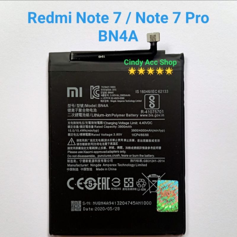 Baterai Original Redmi Note 7 BN4A Note 7 Pro Batre Battery Original