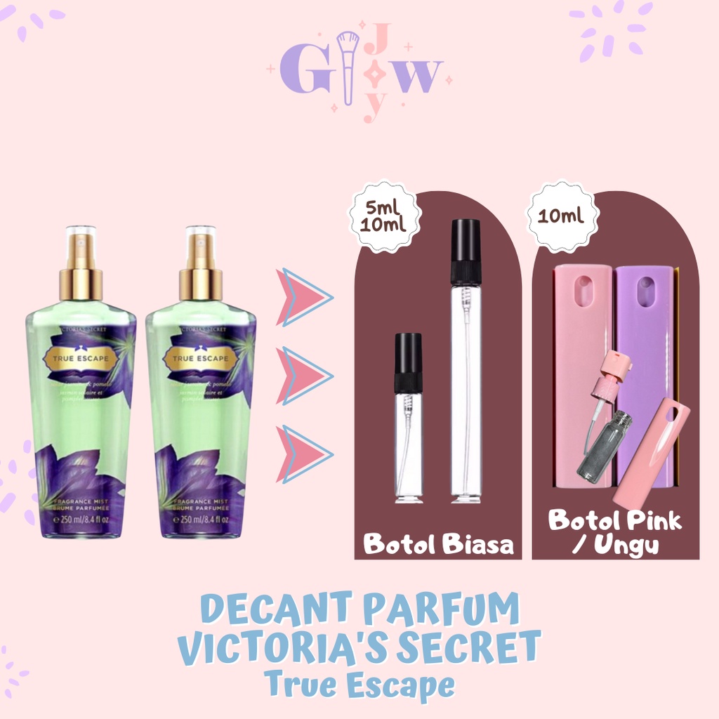 VICTORIA'S SECRET (Decant Parfum) True Escape Body Fine Fragrance Mist VS parfum badan tubuh wangi tahan lama murah bpom share in jar bottle harum seharian