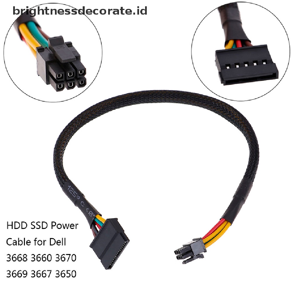 [birth] HDD SSD power cable 6 Pin to SATA 15Pin converter cable for dell 3668 3667 3650 [ID]