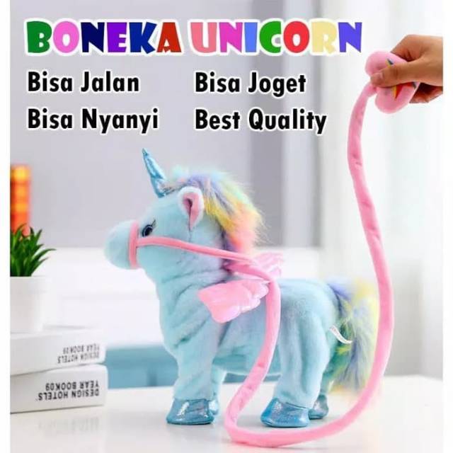 Boneka anak unicorn boneka unicorn bisa jalan ada musik