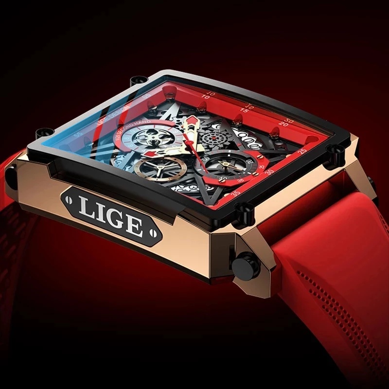 LIGE Original Jam Tangan Pria Multi Fungsi Terbaru Anti Air Kronograf Jam Tangan + Kotak