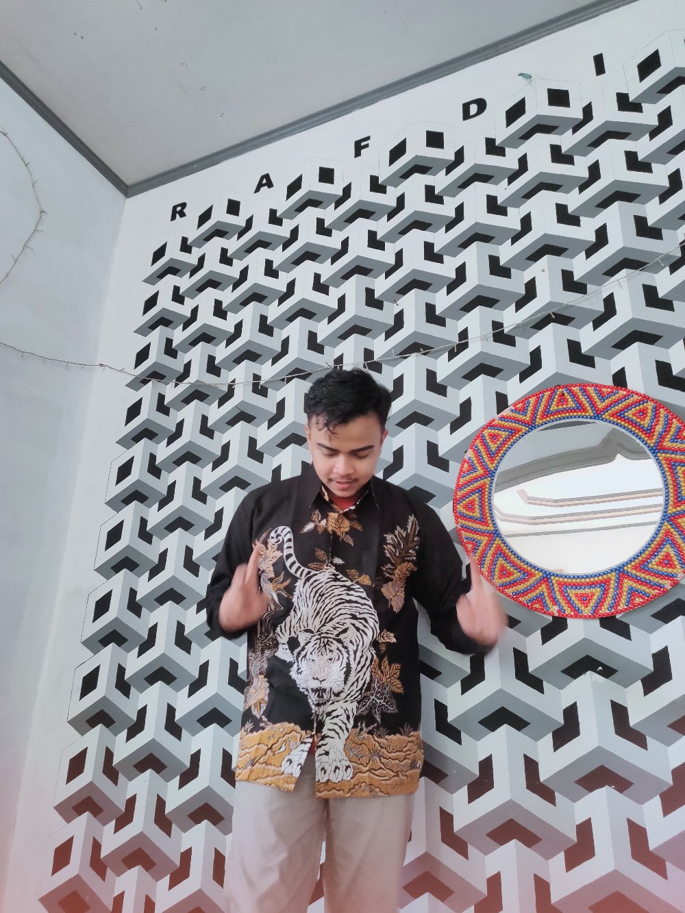 Harimau Sumatra# Kemeja Batik Pria Eksklusif Hitam Motif Macan Full Furing Ori Batik Solo Size Xxxl