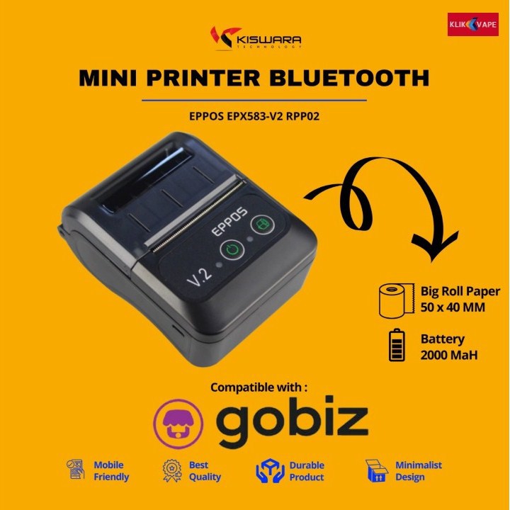 Printer Bluetooth  Untuk Cetak Resi Shopee dan Cetak Struk Kasir EPPOS EPX583-V2 RPP02 Grab/Gosend Bisa