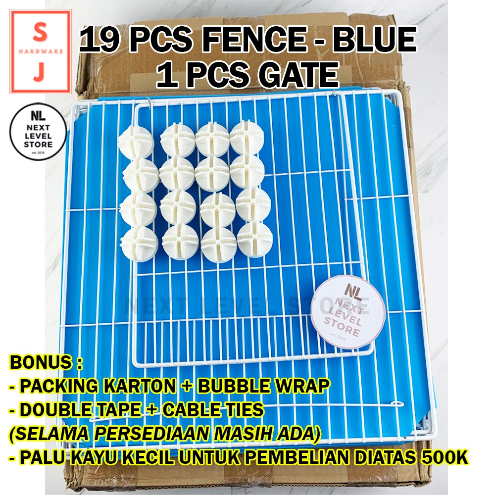 SJHardware Pet Fence Kandang Anjing Kucing Kelinci Pagar Plastik BLUE - Small Size 35x35cm