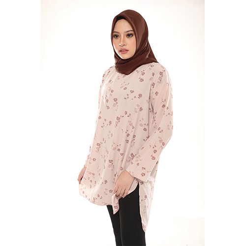 DEVAGO Tunik Atasan Wanita Lengan Panjang Motif Bunga Fatma Casual Nyaman Anggun Elegan S/M - L/XL