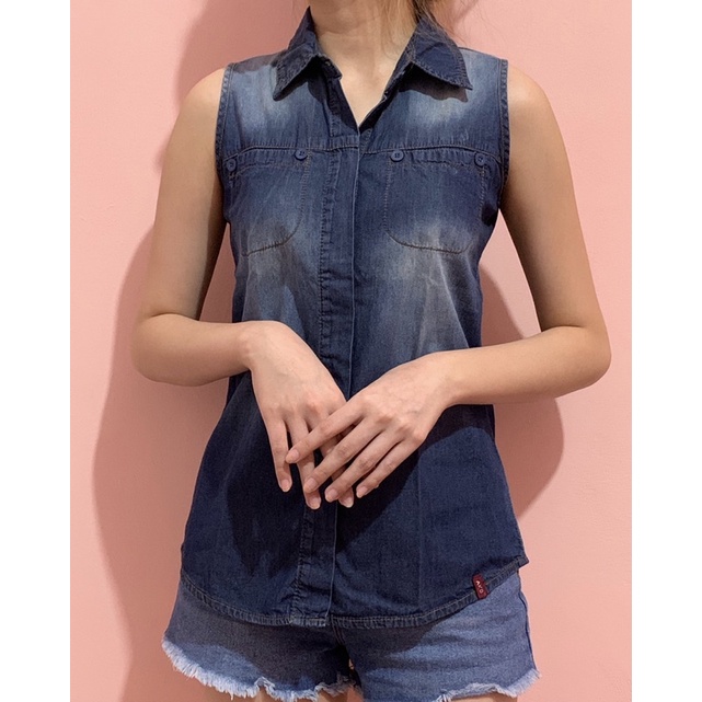 AKO Kemeja Denim Preloved Wanita Remaja Cewek Baju Blouse Murah