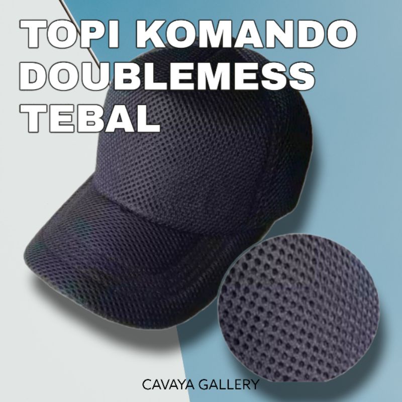 TOPI KOMANDO DOUBLEMESS POLOS HITAM - topi militer TNI - topi polisi army satpol pp warna hitam