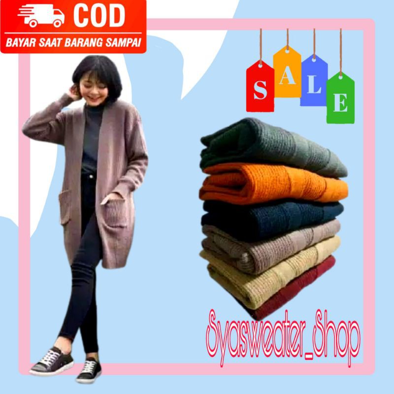 Syasweater - CARDIGAN PANJANG WANITA BELLE OVERSIZE Cardigan Wanita-6