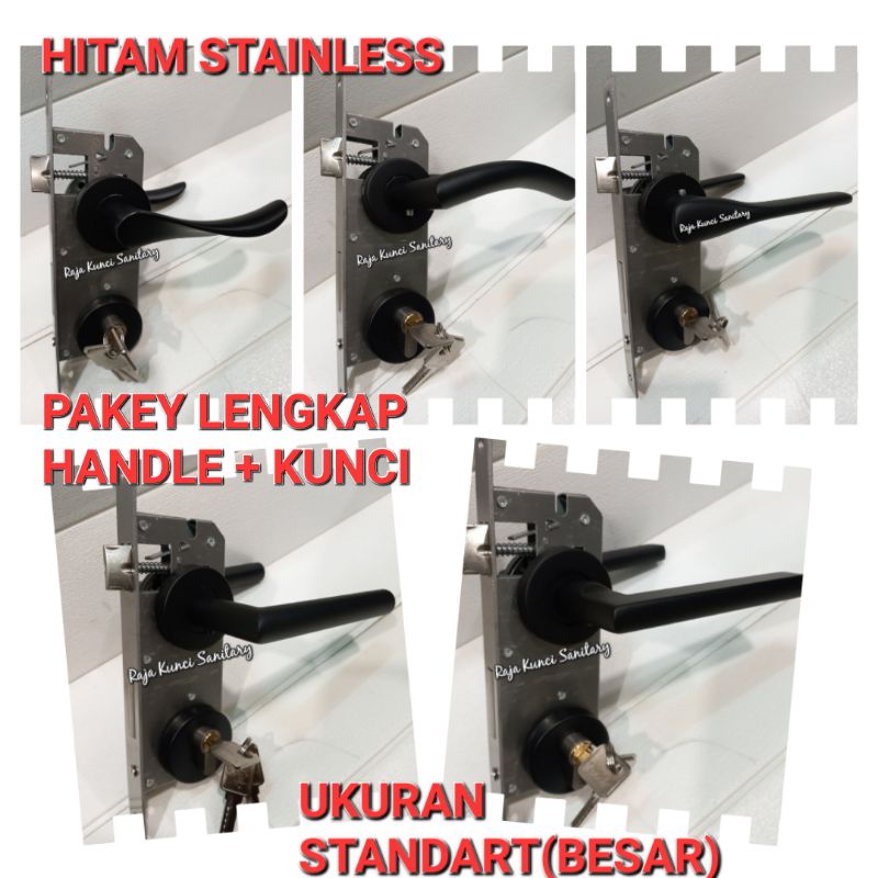 Paket Gagang Kunci Pintu Pisah Stainless/Hendel Pisah/Roses Hitam/Handle Kunci Pisah/Paket Lengkap Handle + Kunci