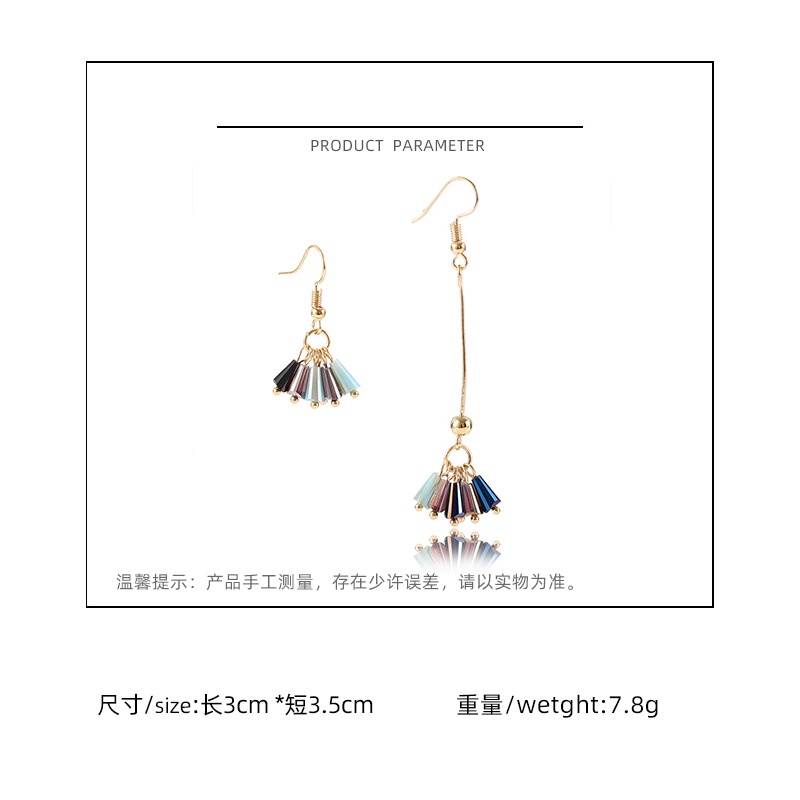 Asimetris colorful kecil crystal anting-anting Jepang dan Korea Dongdaemun temperamental, sederhana